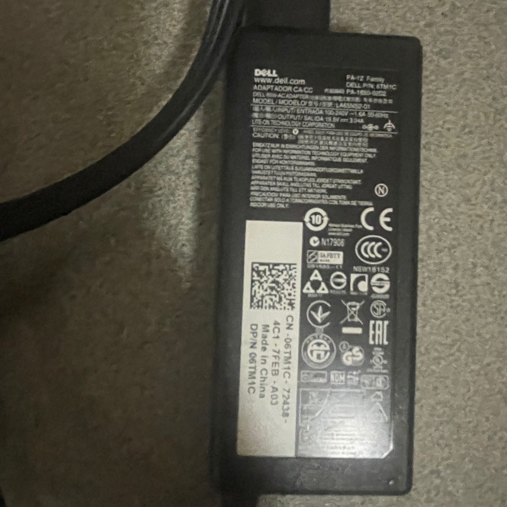 Dell 65W AC Adapter Laptop Charger PA-12 Family 19.5V 3.34A LA65NS2-01‎ 06TM1C
